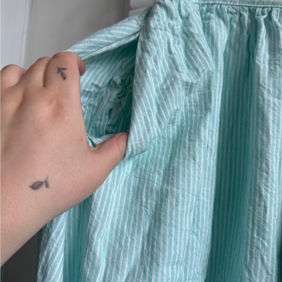 Vintage Button Up High Waisted A-Line Striped Aqua Blue Skirt SZ 4 - Picture 3 of 4